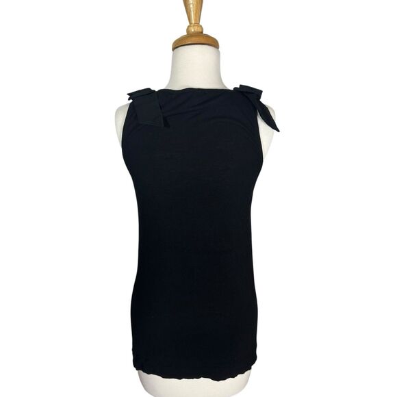 MNG Mango Black Bow Strap Scoop Neck Cami Camisole Tank Top Sz M/L - Picture 4 of 6